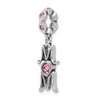 Black Bow Jewelry Sterling Silver with Pink Crystals MOM Dangle Bead Charm - 3 of 4
