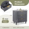 Christopher Knight Home Sadie Mid-Century Curved Profile Design Nightstand with 3 Drawers and Gold Glossy Handles - 3 of 4