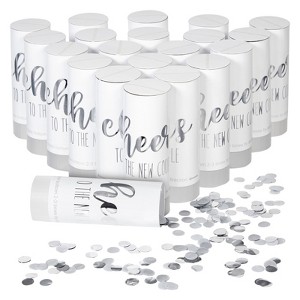 Sparkle and Bash 20-Pack Wedding Confetti Shakers for Wedding Receptions, Engagement, Bachelorette Parties, Silver Foil, White, 1.5x4 in - 1 of 4