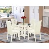 5-Piece Linen White Finish Solid Wood Top - Round Dining Room Set  - Seats 4 - 2 of 4