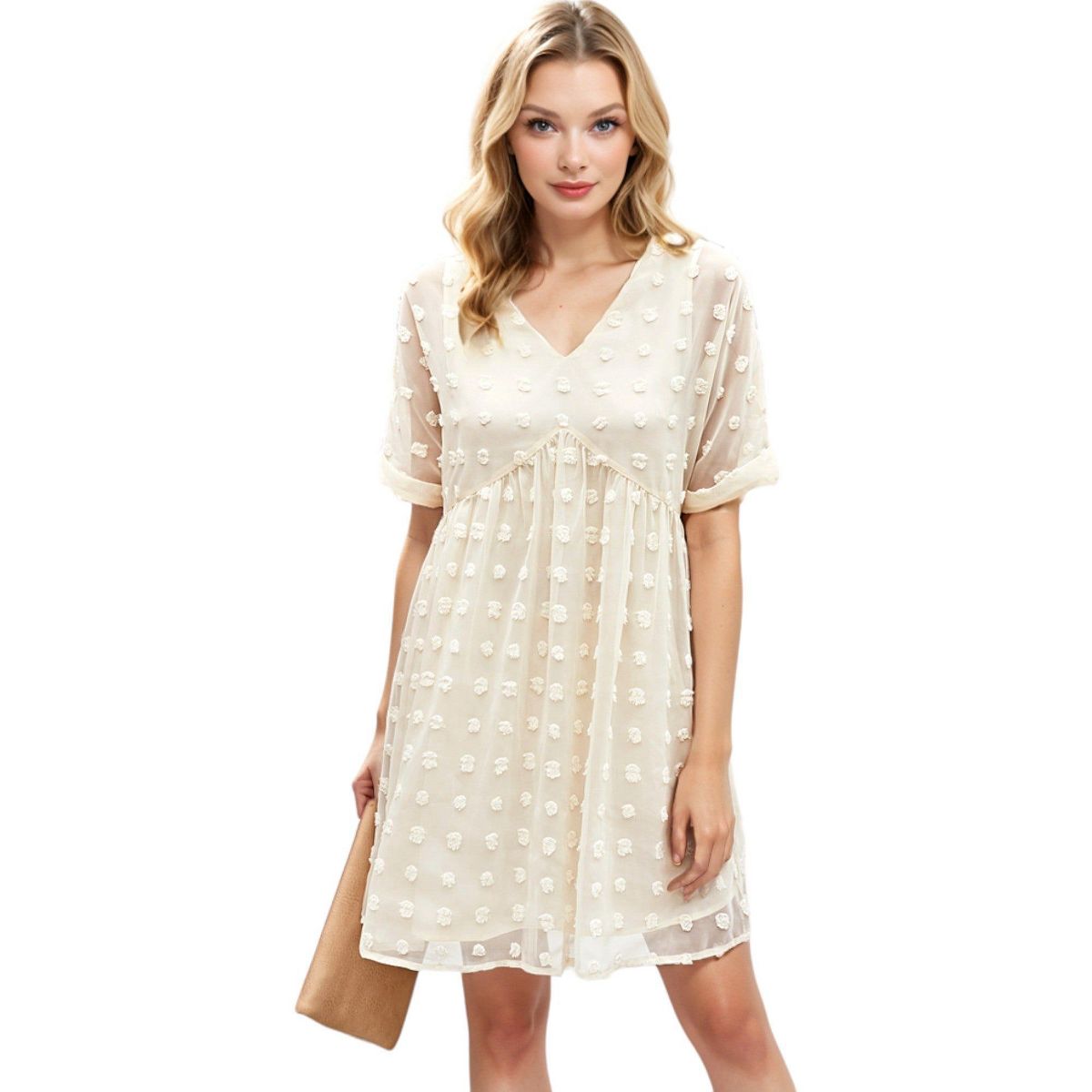 Anna-Kaci Women's Floral Dream Embroidered Bell Sleeve Dress for Everyday Wear