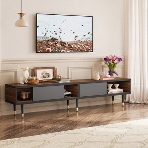 Bestier Mid Century Modern TV Stand for 85 inch TV, 2 in 1 Long TV Cabinet for Living Room - 1 of 4