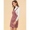 INSPIRE CHIC Women's Adjustable Strap Pinafore Bib Corduroy Overalls Floral Dress - 4 of 4
