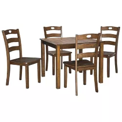 Set of 5 Hazelteen Square Dining Room Table Set Medium Brown - Signature Design by Ashley