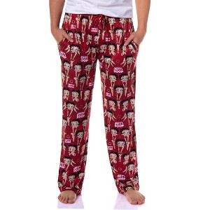 Seven Times Six Betty Boop Pajamas Men's Blowing Kiss Poses AOP Lounge PJ Pants Red - 1 of 4