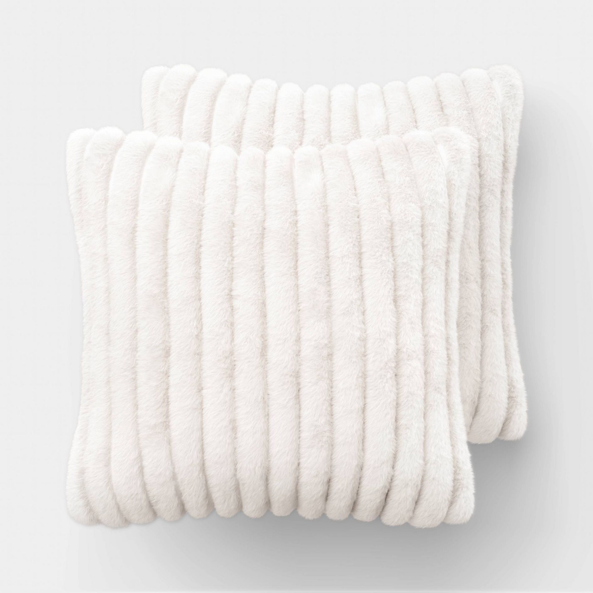 2pk Ribbed Faux Fur Toss Pillows Ivory - Room Essentials™