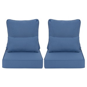 Aoodor Outdoor Deep Seat Chair Cushion Set, Olefin Fabric, Slipcover with Sponge Foam, (Set of 2 Seats, 2 Backs, 2 Lumbar Pillows) - 1 of 4