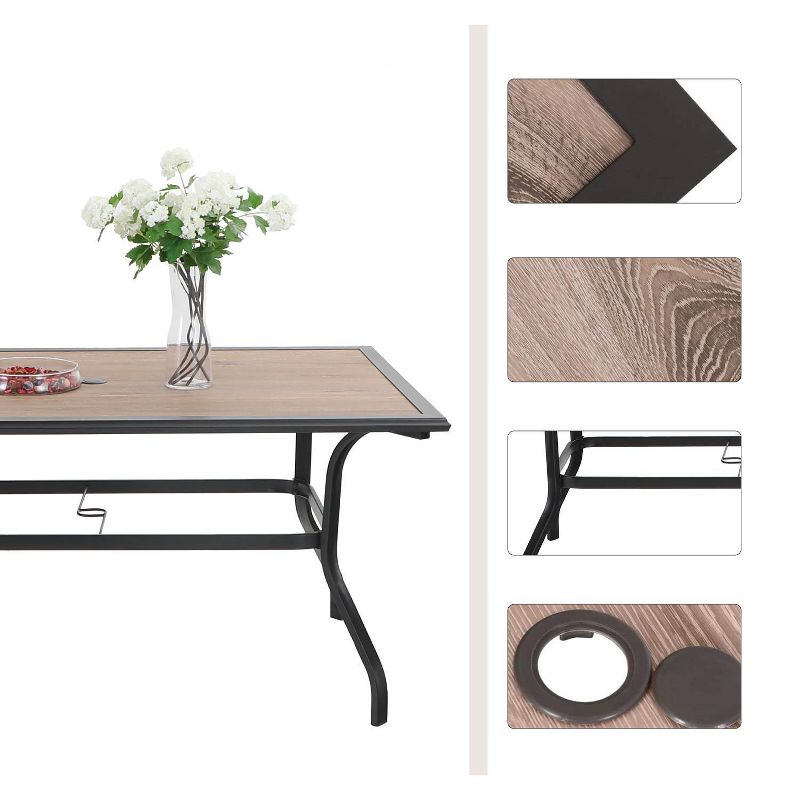 7pc Metal Patio Dining Set with Rectangular Umbrella Table &#38; 6 Swivel Chairs - Captiva Designs, 5 of 12