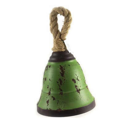 Home Decor 12.0" 12.00 Inch Green Metal Bell Decorate Tin Christmas Holiday  -  Decorative Figurines