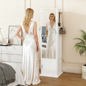 KWPZQEB 66.5" H Rotating Makeup Cabinet, Jewelry Cabinet with Full-Length Mirror & Coat Rack, Standing Jewelry Mirror Organizer for Entryway, Closet - 1 of 4