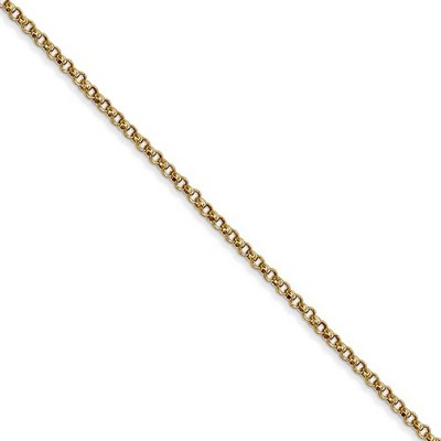 Black Bow Jewelry 1.55mm 14k Yellow Gold Solid Rolo Pendant Chain
