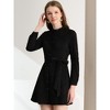 Allegra K Women's Long Sleeve Casual Faux Suede Belted Elegant Button Down Mini Dress - 4 of 4