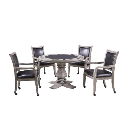 Montecito 51" Round Driftwood Finish Poker & Dining Table Set