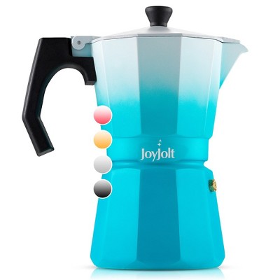 JoyJolt Italian Moka Pot 6 Cup Stovetop Espresso Maker Aluminum Coffee Percolator Coffee Pot - Blue