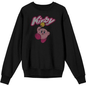 Kirby Vintage Character Logo Men's Black Graphic Long-Sleeve Tee Shirt - 1 of 3