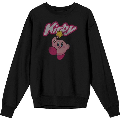 Kirby Vintage Character Logo Men's Black Graphic Long-Sleeve Tee Shirt - image 1 of 3