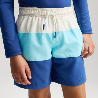 Cat & Jack Boys' Colorblock Swim Trunks - Cat & Jack™ Blue/Aqua/Cream S — фото 3