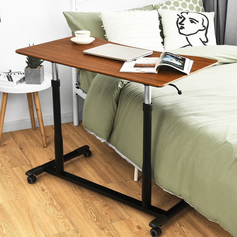 Costway Height Adjustable Computer Desk Sit Stand Rolling Notebook Table Natural\Brown\Black, 3 of 11