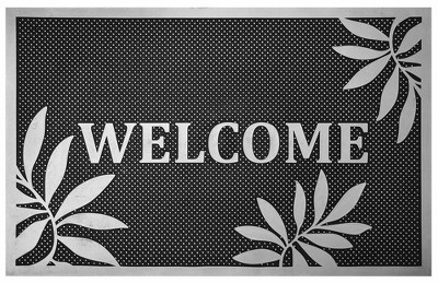 J&V TEXTILES Original Durable Rubber Door Mat, 18x28, Heavy Duty Doormat, Indoor Outdoor, Waterproof, Easy Clean, Low-Profile Mats for Entry, Garage