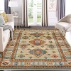 Acekool Boho Vintage Medallion Area Rug Collection, Washable Foldable Low Pile Non Slip Chenille TPR Backing, Red Blue Beige Gray - 2 of 4