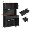 71" Pantry Cabinet with Charging Station, Farmhouse Kitchen Hutch with Drawers & Adjustable Shelves, Black/White - 3 of 4
