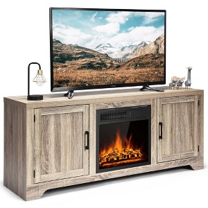 Costway 58'' Fireplace TV Stand Storage Cabinet Console w/ 18'' 1500W Electric Fireplace - 1 of 4