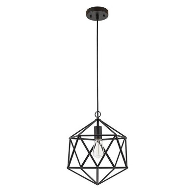 12.5 Metal Geometric Open Cage Mini Pendant Black - Cresswell Lighting