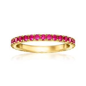 Pure Collection by Ross-Simons 1.10 ct. t.w. Lab-Grown Ruby Eternity Band in 18kt Gold Vermeil - 1 of 4