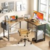 Dexmalle L-Shaped Computer Desk Home Office Desk with Side Storage Bag - 2 of 4