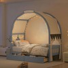 Twin Size Bed Frame with Arched Roof and 2 Drawers, Platform Bed Frame with Headboard, Twin Daybed, Wood Slats Support, No Box Spring Required - 3 of 4