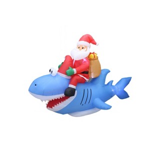 A Holiday Company 9ft Wide Santa on Shark, 5 ft Tall, Multi - 1 of 4