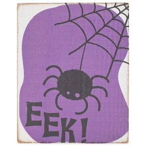 Elanze Designs Eek! Spider and Web 3 x 4 Purple Wood Tabletop Block Sign - 1 of 1