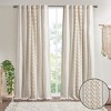 VYNXARIA 50x95" Cotton Printed Curtain Panel with Chenille Stripe and Lining Ivory(Single Panel) - 4 of 4