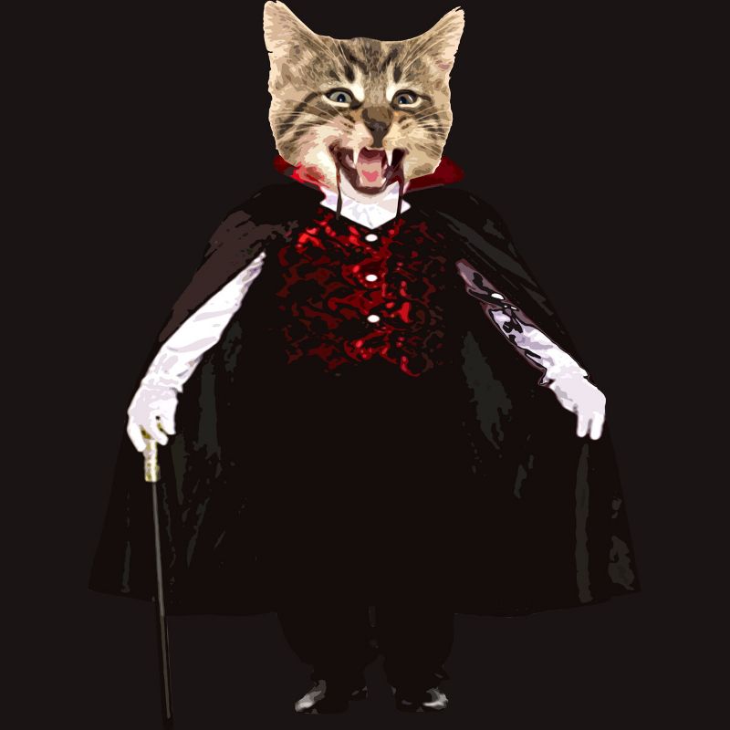 Men's Design By Humans Catcula Cat Kitten Dracula Cute Funny Halloween t shirt By JOHANNESART T-Shirt, 2 of 5