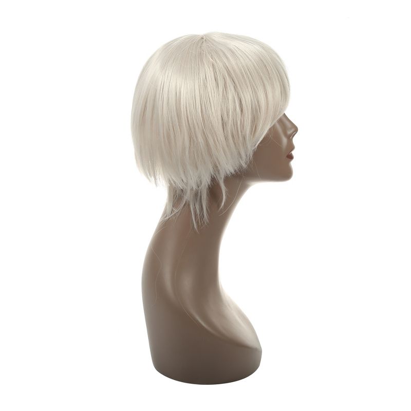 Unique Bargains Wigs for White Women Wigs Women's 12" White with Wig Cap Straight Hair, 3 of 7