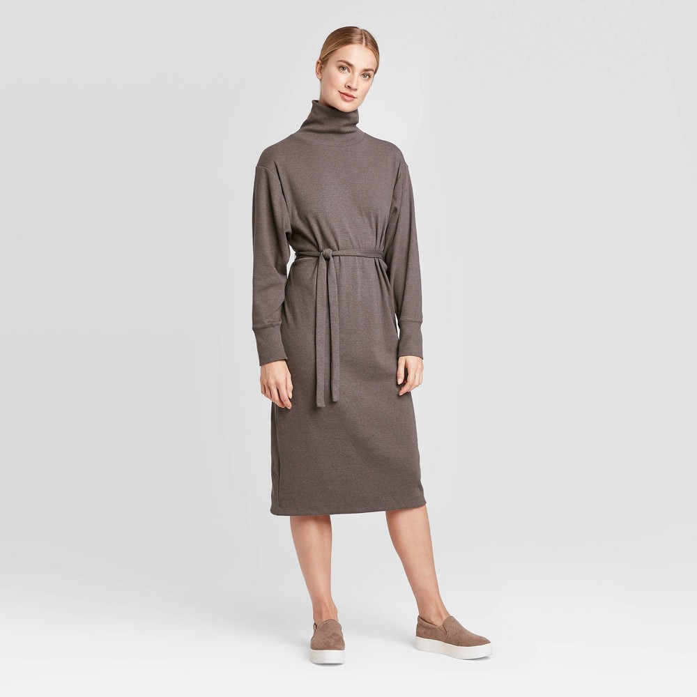 Women's Long Sleeve Mock Turtleneck T-Shirt Midi Dress - Prologue Heather Purple S, Red was $32.99 now $23.09 (30.0% off)