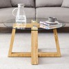 NicBex Modern Circular Tempered Glass Coffee Table with Wood Colored MDF Legs,Distinctive Design Tea/Center Table for Living Room - 3 of 4