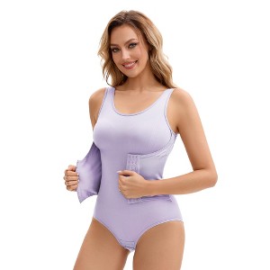 INSPIRE CHIC Women's 3 Rows Waist Cincher Butt Tummy Control Full Shapewear Body Shaper - 1 of 4