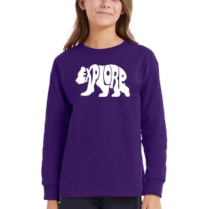 LA Pop Art Explore - Girl's Word Art Long Sleeve T-Shirt - 1 of 4