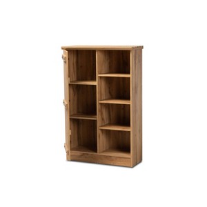 Baxton Studio 1 Door Eren Farmhouse Natural Wood Shoe Cabinet Brown: Freestanding Storage, Holds 20 Pairs - 1 of 4