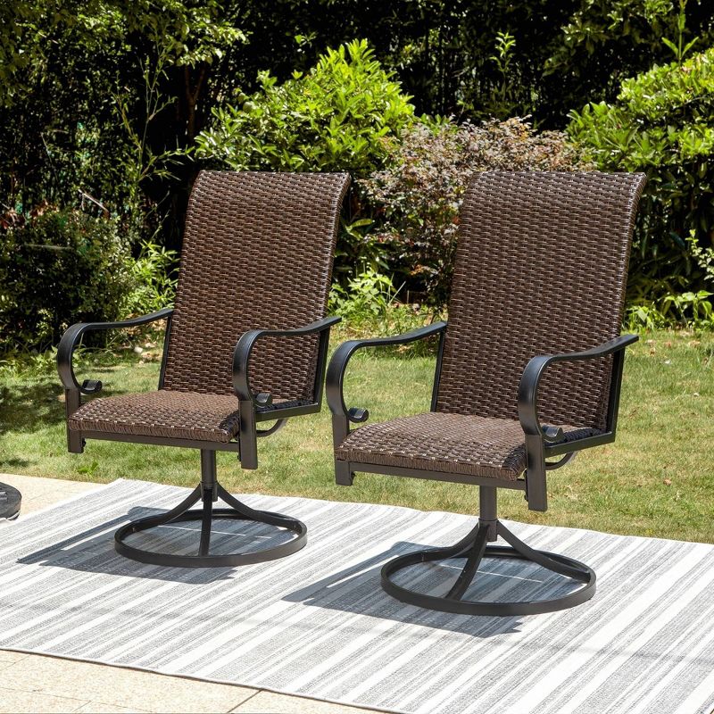 7pc Outdoor Dining Set with Steel Rectangle Table with Rattan Chairs - Captiva Designs, 6 of 11