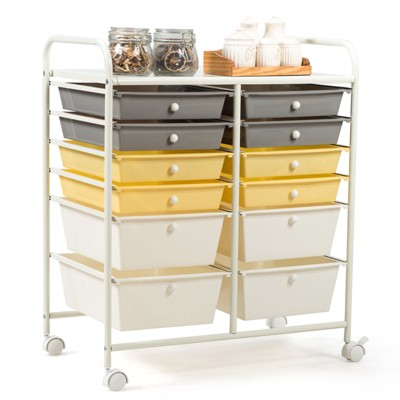 Tangkula 12-Drawers Rolling Storage Cart with Organizer Top