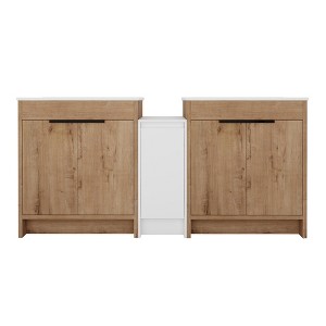 SEVOBAL Bathroom Vanities 72 Inch Freestanding Vanity with Ceramic Sink and Soft Closing Door for Bathroom, Brown, 71.8"*18.31"*34.25" - 1 of 4