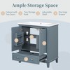 Vynxaria 30-inch Blue Bathroom Storage Cabinets - Multi-functional Vanity Base without Sink - 3 of 4
