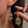 Vuskdtei18K Gold Plated Flower Dangle Earrings for Women, Hypoallergenic Cubic Zirconia Earrings, Elegant Chandelier Drop Earrings - 2 of 4