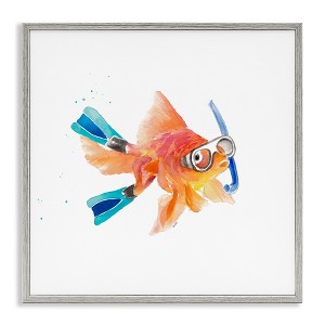Stupell Industries Goldfish Pet Snorkel Gear Framed Giclee Art - 1 of 4