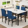 Hooseng 5 Pieces Kitchen Table And Chairs Set, Dining Table Set for 4, Rectangular Dining Table Set with Four Upholstered Chairs And Faux Marble Top - 2 of 4
