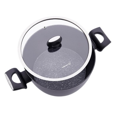 Korkmaz 3 Liter Black Aluminum Nonstick Casserole Dish with Lid