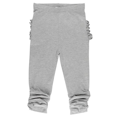 RuffleButts Heather Gray Knit Ruched Bow Leggings - image 1 of 3