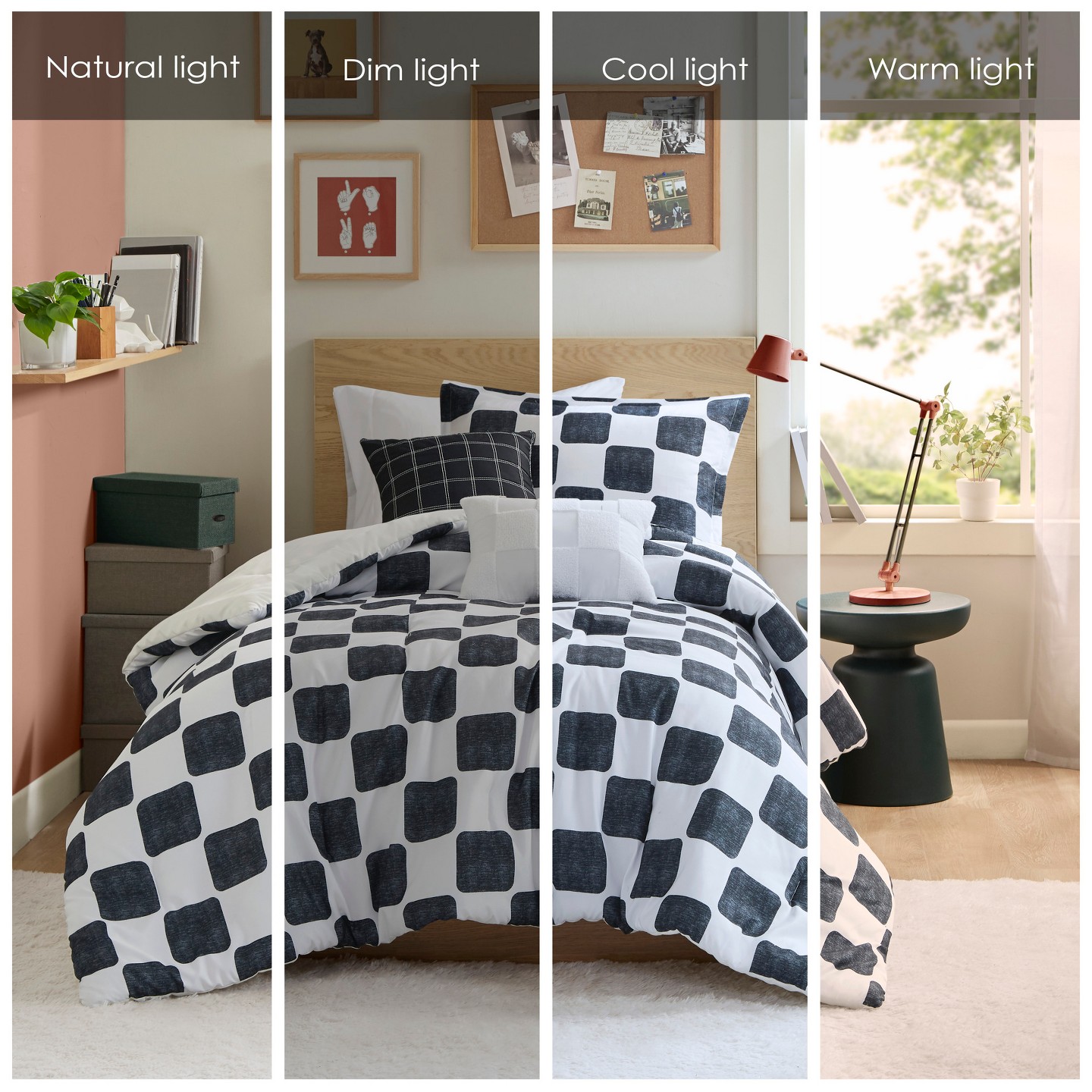 Постельное бельё Intelligent Design 5Pcs Comforter Set, Modern Bedding Set, Microfiber Bed Comforter, Black/White, цвет: Чёрный — фото 5